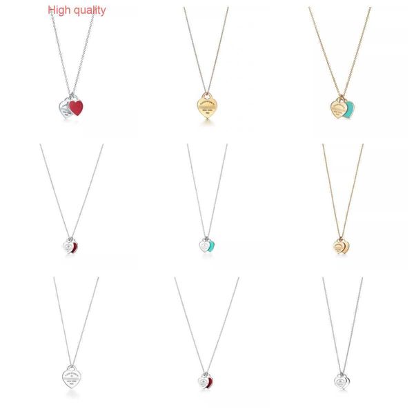 Tiffanys S925 Collar Diseñador de oro Collar de mujer Pulsera de lujo Conjunto de corazón clásico Enlace Chica Día de San Valentín Amor Regalo Joyería al por mayor y al por menor con caja