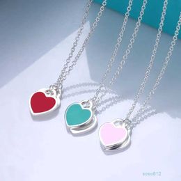 Tiffanyany V0p6 RVS Zoete Liefde Hart Designer Ketting voor Vrouwen Kruis Roze Blauw Rood Leuke Choker Luxe Merk Sieraden P44x