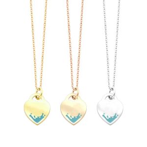 tiffanyanyFashion lettre en acier inoxydable coeur de pêche vert rose or argent collier dames étrangères amour collier pendentif pour femme