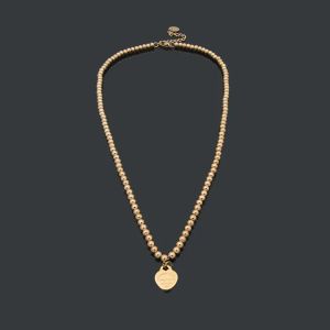 tiffanyanypopular Colliers cadeaux avec pendentif en forme de cœur de pêche pour femme, chaîne de boule de mariage, bijoux de créateur de Noël comme collier de perles en or/argent/rose