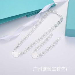 Tiffanybead ketting tiffanyjewelry desginer t ei hanger ketting vrouwelijke cnc stalen afdichtingsbrief tag ring dikke ketting sleutelbeen sleutelbeen pedicled paar armband