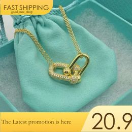 Tiffanybead ketting Tiffanyjewelry gouden kettingontwerper voor dames joodse sterling zilveren hoefijzer buckle ketting high edition mode high se 476