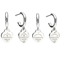 Pendientes Tiffanyes Joyería de diseño Mujeres Temperamento de calidad original Plata de ley 925 Pendientes colgantes de diamantes en forma de corazón Di Pendientes de amor familiar