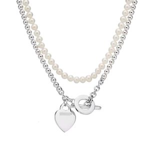 Tiffanyes Ketting Designer Sieraden Vrouwen Originele Kwaliteit Ketting Parelketting OT Gesp CNC Dubbellaags Parelsnoer Mode Nieuwe Ketting Generatie