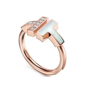 Tiffanyins New Designer Double T Ring 925 Sterling Silver Ring Fashion Classic Womens Luxury Bijoux avec des cadeaux d'origine Saint Valentin