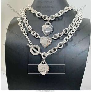 TiffanyJewelry 2024 Designer 925 Silver Peach Heart Pendant Chain épais