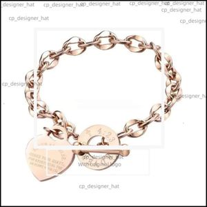 Tiffanyjewelry Bracelet Designer Bracelet Tiffanyjewelry Gold Link Chain Fashion Lover Heart Pendant Link armbanden Rose Gold roestvrijstalen armband 0A1A