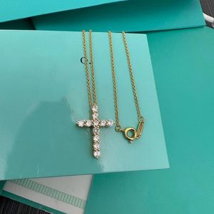 Tiffanyjewelry Chain Cross Diamond kettingen ontwerp voor mannen vrouwen moissanite sieraden retro vintage x hanger rose goud ketting 941