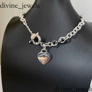 TiffanyJewelry Collier de créateur TiffanyJewelry Bracelet Sterling Silver T Famille Péach Heart Pendant Chain épais