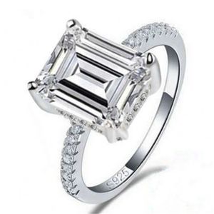 TiffanyJewelry Emerald Cut 3ct Square Lab Mossen Diamond Diamant Ring Sterling Sier Bijoux Engagement Band de mariage Anneaux Moisanite pour femmes Gift Party Bridal Gift