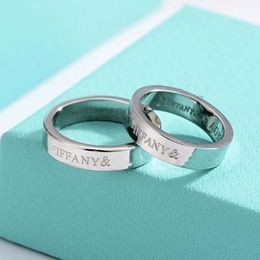 Tiffanyjewelry Diseñador de moda Ring Real sólido Sier Sier Diamond Ring Solitaire Simple 1837 Ronos de banda delgada Finger para mujeres Men Elemento Joyería Regalo