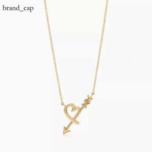 TiffanyJewelry Fashion T Home S925 Sterling Silver Letter Leaf Heart Small Gold plaqué Collier Collier de bijoux populaire TiffanyJewelry Colliers 44F5