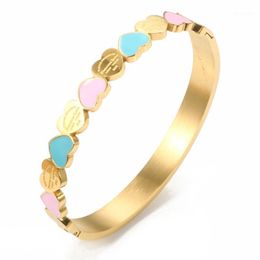 TiffanyJewelry Gold Designer Bijoux Femme Couleur Couleur bleu et rose Émail Forever Love Heart TiffanyJewelry Gold Charmbracelet TiffanyJewelry Bracelet 6237