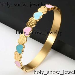 Tiffanyjewelry Gold Designer Jewelry Mujer color azul y rosa esmalte para siempre Heart Heart Tiffanyjewelry Gold Banglebracelet Tiffanyjewelry Bracelet 6541