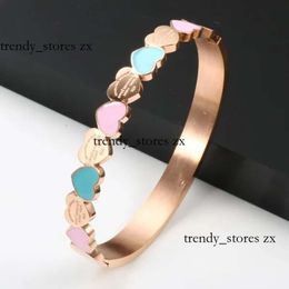 Tiffanyjewelry Gold Designer Jewelry Mujer color azul y rosa esmalte Forever Love Heart Tiffanyjewelry Gold CharmBracelet 2024 Modelos Nuevos Pulsera 51