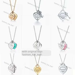 Collier TiffanyJewelry Colliers Pendant Colliers Designer TiffanyJewelry Home Classic High Edition Sterling Silver Heart Charm Drop Glue Set Plated Love