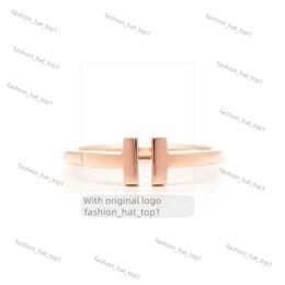 TiffanyJewelry Ring Designer Classic Open Double T Ring Couple Couple Ring 925 STERLING Silver Rague High Quality Trend Couple anniversaire TiffanyJewelry Stripe 0d1
