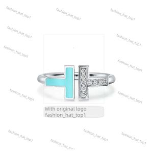 Tiffanyjewelry Ring Designer Classic Open Double T Ring Couple Ring 925 Sterling Silver Ring Hoge kwaliteit Trend paar Verjaardag Tiffanyjewelry Stripe 675
