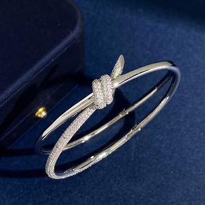 TiffanyJewelry T Bracelet Luxury Bangle Knot Designer Bijoux Double Line Corde Femmes 18K Gold Silver Bangles