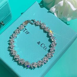 Tiffanyjewelry para mujer lujo pulsera de diseñador de la suerte brazalete de encanto moda brillante y llamativa joyería