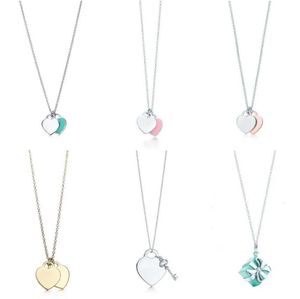 Tiffanylris eckle 925 zilveren hanger kettingen vrouwelijke sieraden voortreffelijk vakmanschap met officieel en co klassiek blauw hart luxe ontwerper + doos 10a