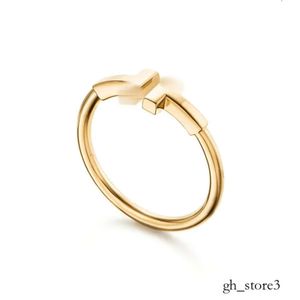 Tiffanringly Designer Ring for Women Luxury Diamond Ring Heren Double T Open Love Ring Wedding Gold Ring Populaire Fashion Classic High Quality Jewelry Blue Box 449