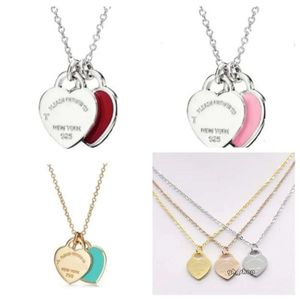 Tiffanyringly Collier en or pour femmes Bijoux tendance Designer Colliers mignons Mode Bijoux luxueux Pendentif coeur Colliers Cadeaux Tiffanybracelet 1179