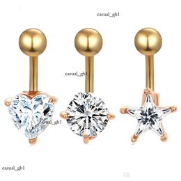 Tiffanyrly Navel Bell Button Rings Butt Rings Clear Zircon Woman Body Piercing Star Gauge pour fille Bikini associée à un costume exposé de bikini nombril 537