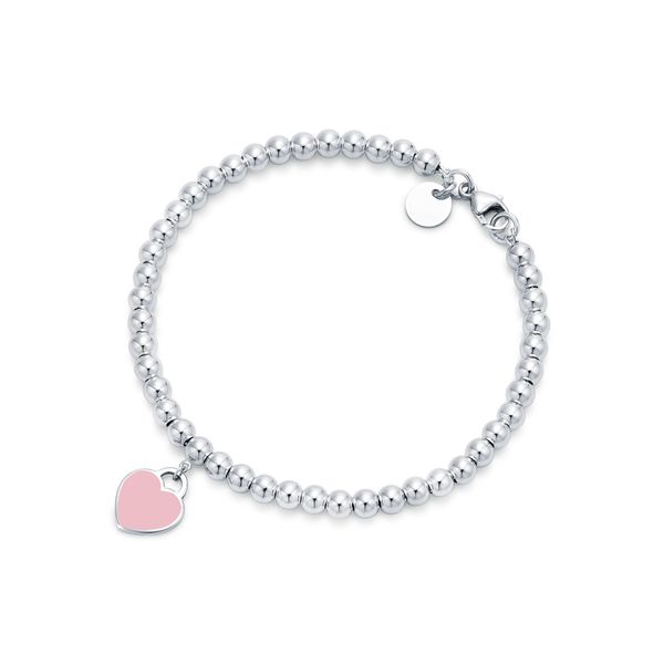 tiffass and co Amant Couple Perles Brins Bracelets 925 Argent Coeurs Pendentif Bracelet Pour Femmes Vert Rose Rouge Designer Bracelets Bijoux De Luxe Bracelet