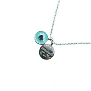 Tiffiny Collier Designer Femmes Original Qualité Colliers En Argent Sterling Et Nouveau Petit Collier Rond Marque Clavicule Chaîne Coeur Bleu