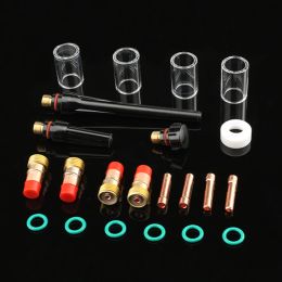 TIG Kit de soldadura lente de gas Coletas ALTO CUBIERA CUBIENTA PYREX PYREX Copa de vidrio Tig WP17/18 Electrodo TIG WP 26 Accesorios de soldadura