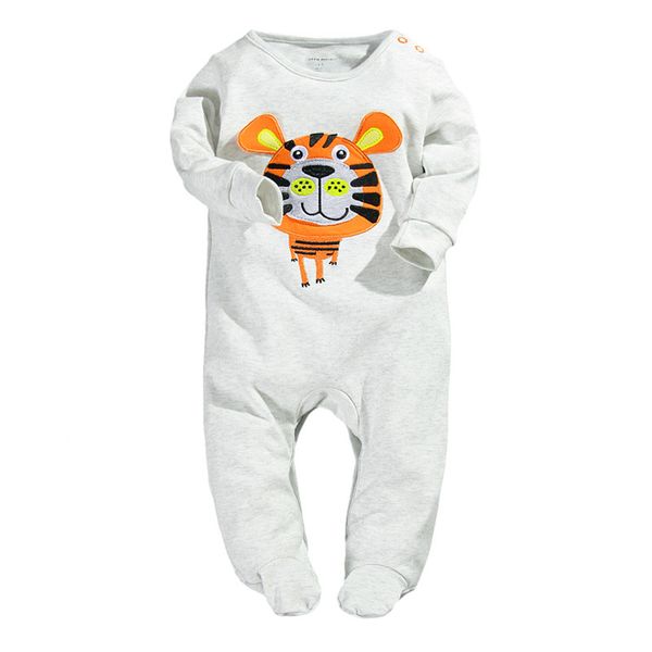 Tiger Baby Boys Rompers Pijamas de manga larga Trajes de cuerpo Ropa de bebé Ropa de dormir Saco de dormir Gris Bebe Ropa 210413