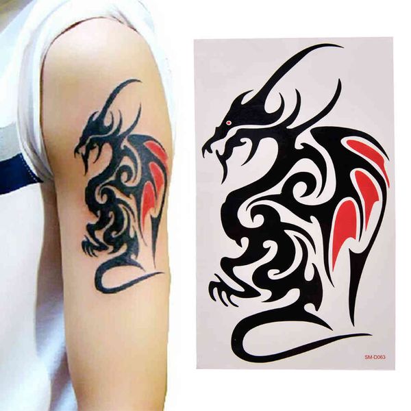 Tigre Dragon loup bête Art corporel tatouage temporaire pour femmes hommes tatouage autocollant étanche peau fraîche décor grands tatouages