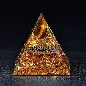 Oeil de tigre Sphère Orgone Pyramide EMF Protection Quartz Reiki Méditation Orgonite