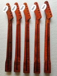 Tiger Flame Maple Guitar Neck 21Fret 25.5inch Yellow Pearl Dot Inlay DIY Guitar