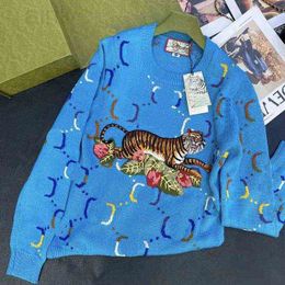 Pull en laine Jacquard avec lettres de fleur de tigre, pull tricoté de luxe, ample, décontracté, à la mode, pour hommes et femmes, nouvelle collection 2023