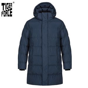 Tiger Force Nouvelle veste d'hiver pour hommes Business Casual Overcoat à capuche longue mode épais extérieur hommes manteau chaud Parka 70734 201217