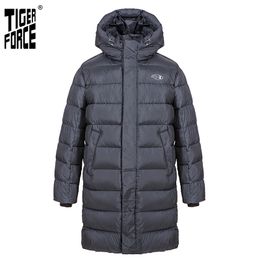TIGER FORCE nouvelle veste d'hiver pour hommes long noir chaud mâle sport mode décontractée épais en plein air hommes manteau chaud Parka 70701 201214