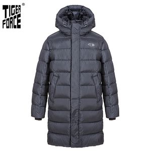 Tiger Force Veste d'hiver pour hommes Long Noir Chaud Mâle Sports Casual Mode Épais Manteau d'extérieur Parka 70701 210819