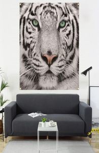 Tiger Head Painting Sanging Flag Living Room Decoration canapé fond de décoration intérieure 600d4 boucle 100 100cm9940215