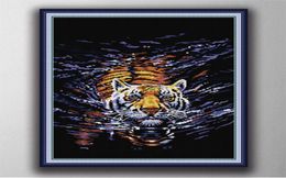 Tiger in Water Handmade Cross Stitch Craft Tools Broidery Needlework Ensembles comptés Impression sur Canvas DMC 14CT 11CT Home Decor Paint8791060