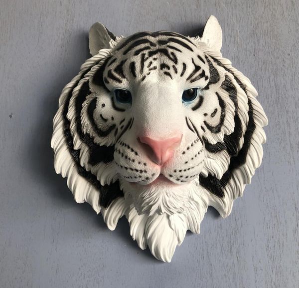 Tigre lion léopard loup têtes tenture murale objets décoratifs résine artisanat tête d'animal décoration douce décoration