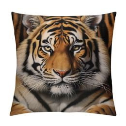 Tiger Print Pillow Cover for Sofa Couch Chair,Wild Animal Fur Throw Pillow Case Cover,Photography Tiger Skin Print Luxury Cushion Cover Room Decor