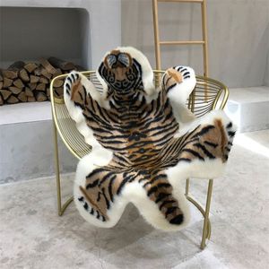 Tapis imprimé tigre laine de tigre artificielle fausse fourrure peau cuir salle de bain tapis antidérapant 117x85CM tapis imprimé animal pour la maison T200529