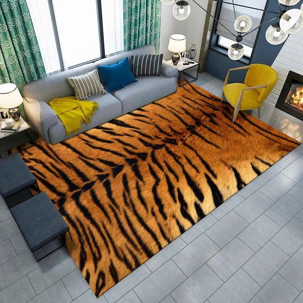 Tiger Imprimer un tapis de fourrure d'animaux sauvages pour le salon Home Decor Area Tapis Skin Fur Fur Luxury Tapis doux parfaitement dans la chambre