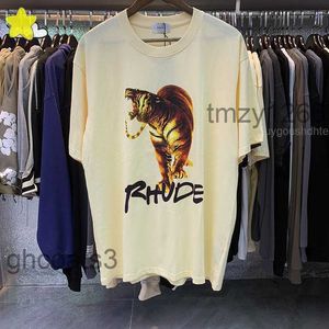 Tigre Impression Motif Rhude Manches Courtes Hommes Femmes Haute Qualité Mode Streetwear Top T-Shirts Décontracté O-cou T-shirts D2mu 4QGV