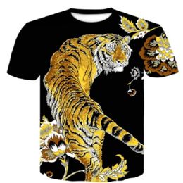 Tigre T-shirt hommes Anime chine 3d impression T-shirt Hip Hop T-shirt Cool hommes vêtements été grande taille Top2407