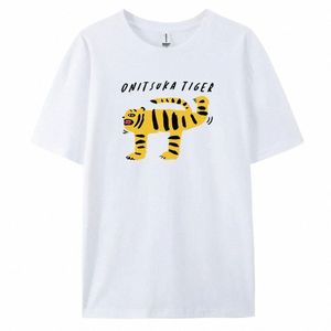 T-shirt tigre avec style Harajuku, manches courtes et tissu 100% coton pour un look fiable g8gw #