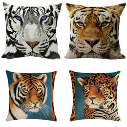 Tiger Zebra Giraffe Animal Series linnen kussensloopkussen Cushion Cover Home Decoratie Woonkamer Bakkussenbed autostoel Kussen/Decoratief