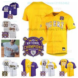 Tigers Baseball Jersey Brady Neal Jared Jones Gavin Dugas Thompson Paxton Kling Ty Floyd personnalisé hommes femmes jeunes tous cousus pureple